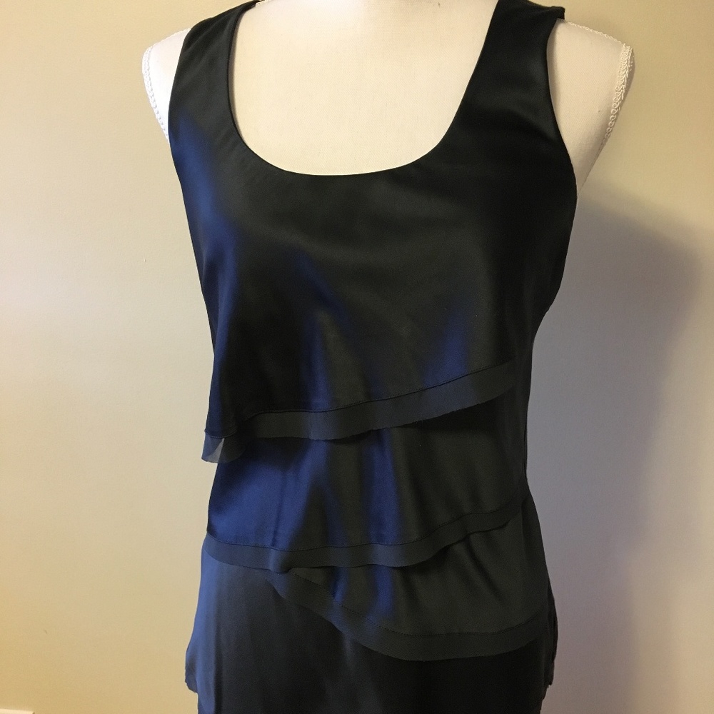 Ann Taylor Tiered Jewel-neck Ruffle Shell